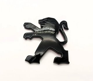 Emblema logo Peugeot 75 x 80 mm negro