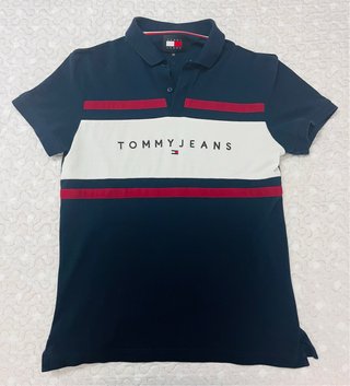 Polo Tommy Jeans Talla S Azul y Blanco