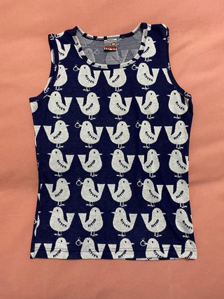 Camiseta sin mangas Kitten pájaros azul