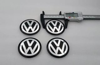 Chapas de centro de rueda Volkswagen negro 65 mm