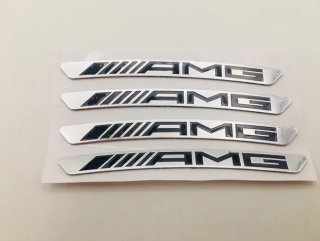 Emblema aluminio llantas Mercedes AMG plata