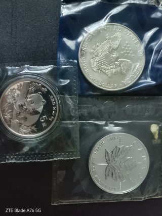 Monete Argento Panda, Aquila, Foglia d'Acero