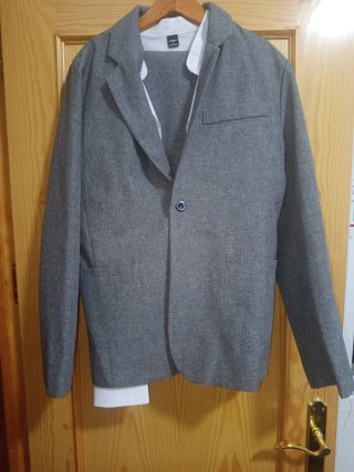 Traje de boda gris talla S