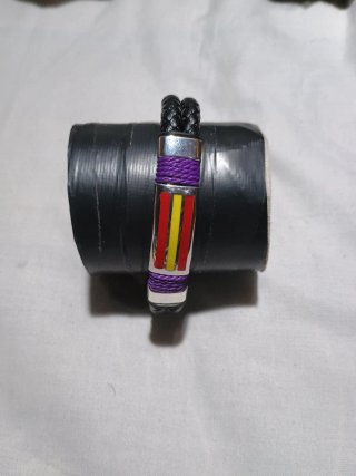 Pulsera cuero trenzado multicolor