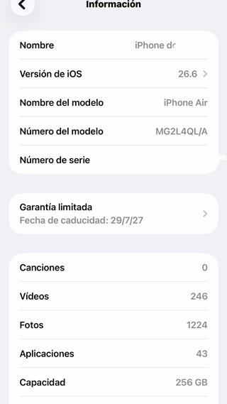 iPhone Air 256 GB Negro.Con su caja y su cargador