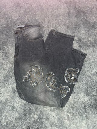 Pantalón Bershka Gris con Estampado