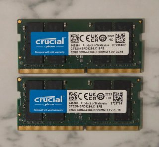 Memoria RAM DDR4 64GB 32GB 2666MHz Crucial SODIMM