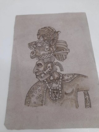 Pintura Guerrero Maya Tocado Tigre