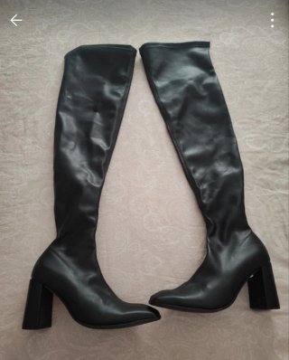 Botas altas negras tacón cuadrado