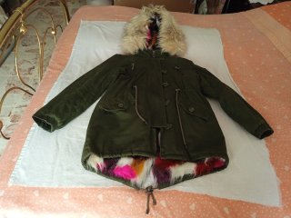 Parka donna verde scuro con cappuccio zip bottoni