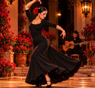 Falda Flamenca Negra de Baile