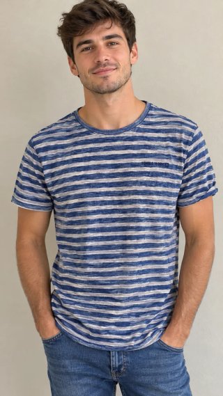 Camiseta de rayas azul