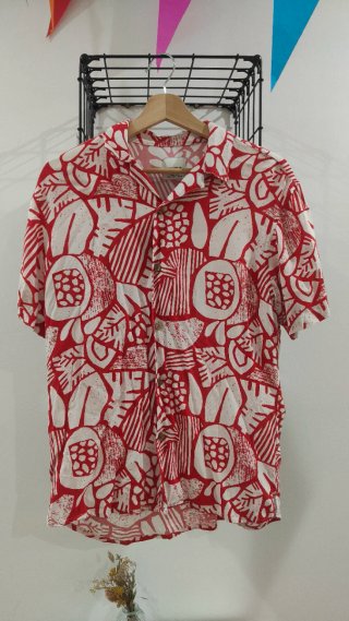 Camisa Pull&Bear Estampada Roja Talla s