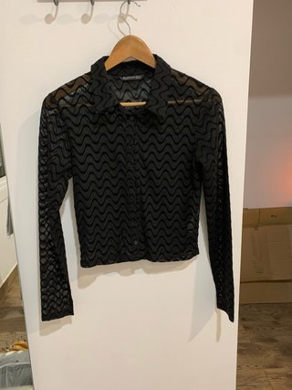 Camisa Stradivarius manga larga negra XS