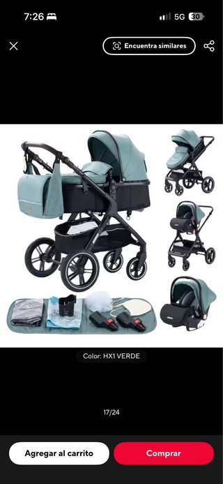 Carrito para Bebé 3 en 1 Verde