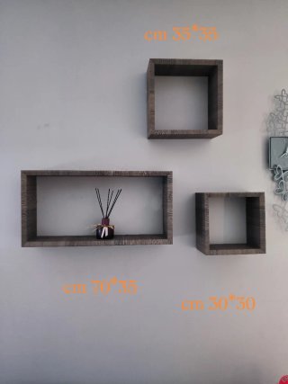 Set di 3 mensole a cubo da parete
