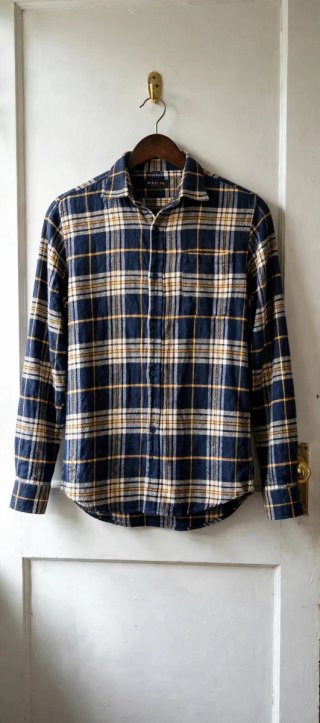 Camisa de franela a cuadros azul amarillo.calentit