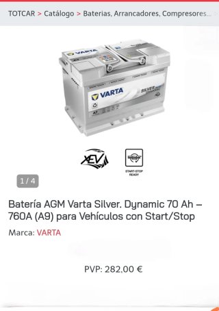 Batería Varta Silver Dynamic 70Ah Start/Stop