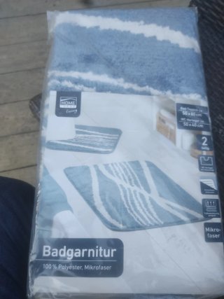 Set Tappeti Bagno Home Living Blu/Bianco