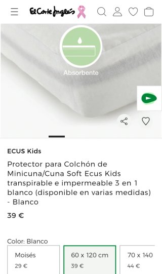 Protector Colchón Cuna 120x60 cm
