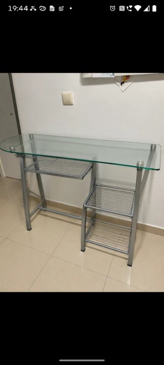 Barra de cocina cristal y metal
