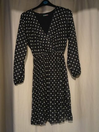 Abito donna pois nero e bianco tg. Unica