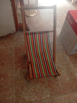 Silla infantil madera y tela años 70