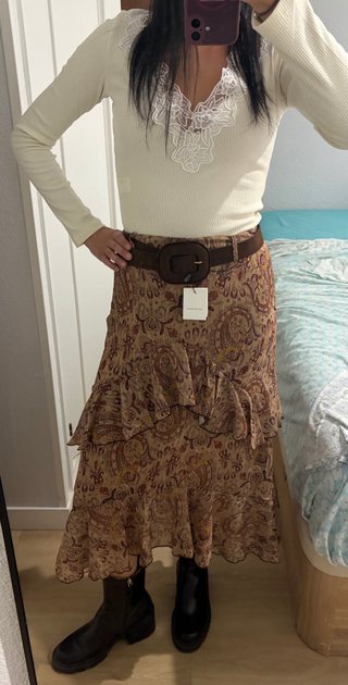 Falda midi Zara volantes y cinturón - Envío INPOST