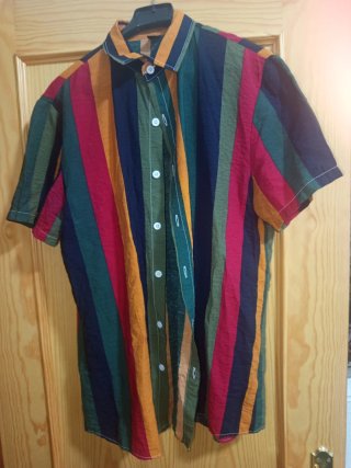 Camisa Rayas Verticales Multicolor Retro