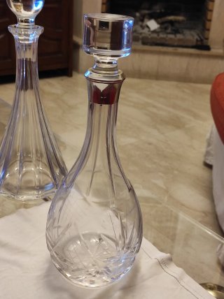 Antica bottiglia per liquori in cristallo e argento