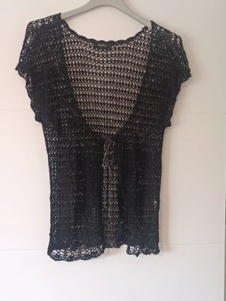 Chaleco Antea Negro Crochet Talla XL