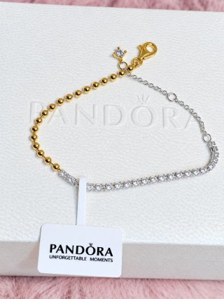 Pulsera Pandora Tenis y Cuentas Oro/Plata