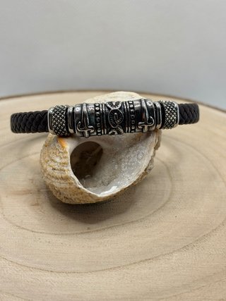 Pulsera Cuero Trenzado Plata