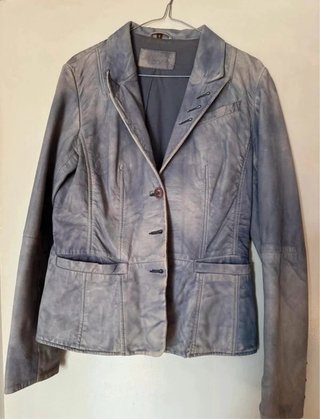Conbipel  Giacca Vera Pelle Grigio Perla Vintage