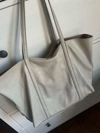 Bolso tote beige/gris de piel Color piedra