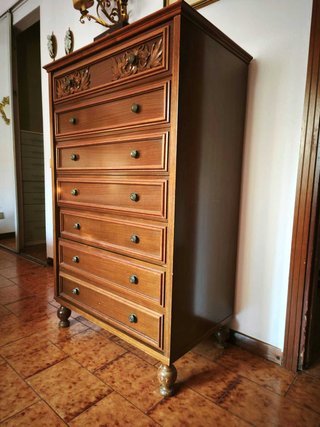 SETTIMANALE VINTAGE 7 CASSETTI IN LEGNO COLOR NOCE