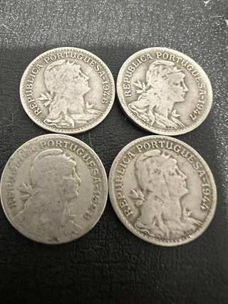 Lote 4 Monedas Antiguas 🇵🇹 Portugal 50 Centavos