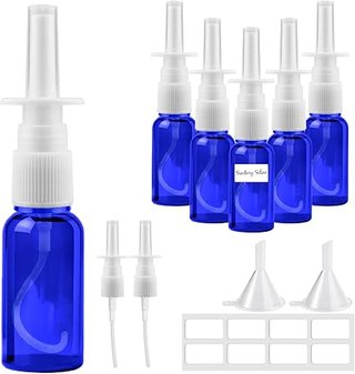 6 Pieces 30ml Nasal Spray Bottles, Glass Nasal Spray Bottle, Empty Spray Bottles with Funnel, Sticke