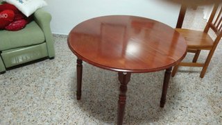 Mesa camilla redonda madera y cristal