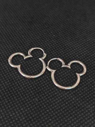 Pendientes plata 925 aro silueta Mickey051-04-0075