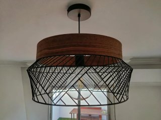 Lámpara colgante madera y metal