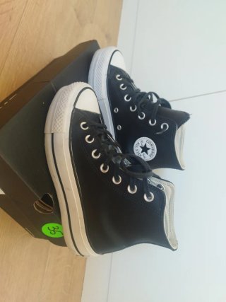 Zapatillas Converse Altas Piel Negras Talla 35