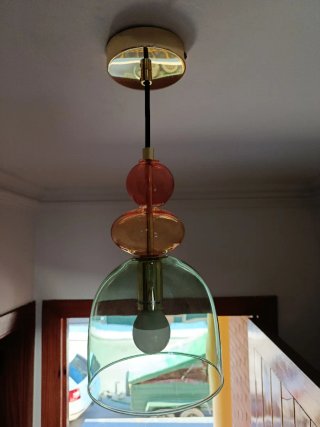Lámpara colgante cristal y metal