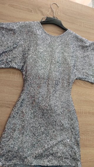 Vestido Zara Lentejuelas Celeste Corto