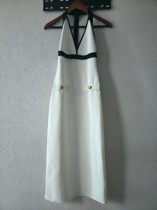 Vestido largo Zara blanco y negro.nuevo con etique