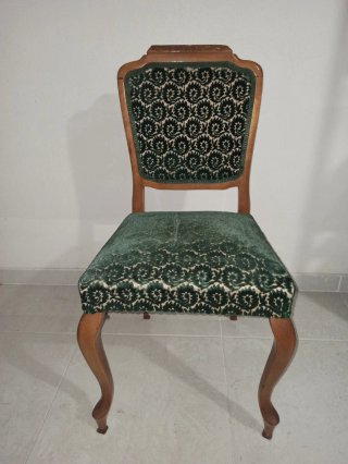 Sedia Vintage in Velluto Marrone e Verde