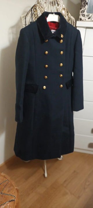 Abrigo largo azul marino para niña talla 8-9