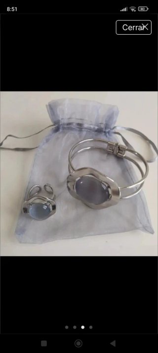 Conjunto Brazalete y Anillo Plata