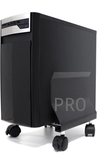 Supporto per computer Phoenix con ruote, in acciaio, freno anti-scorrimento, colore nero