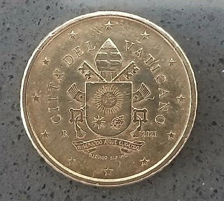 Moneda 50 cts Euro Vaticano 2021, circulada